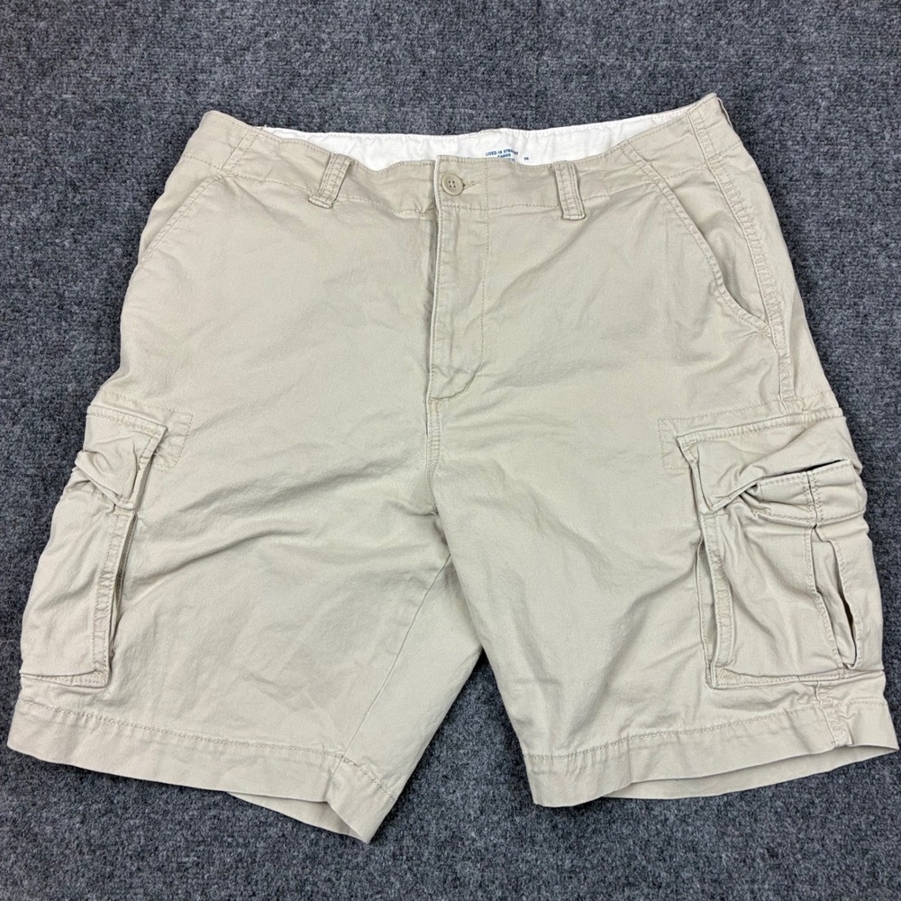 Old Navy Mens Size 36W Lived-In Straight Cargo Shorts Khaki Tan Built-In Flex